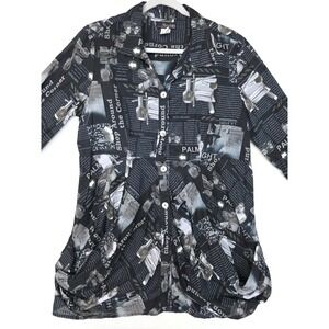 Moonlight Y&S Fashion Design Dress Womens Medium Tunic Newspaper Shirt Tunic